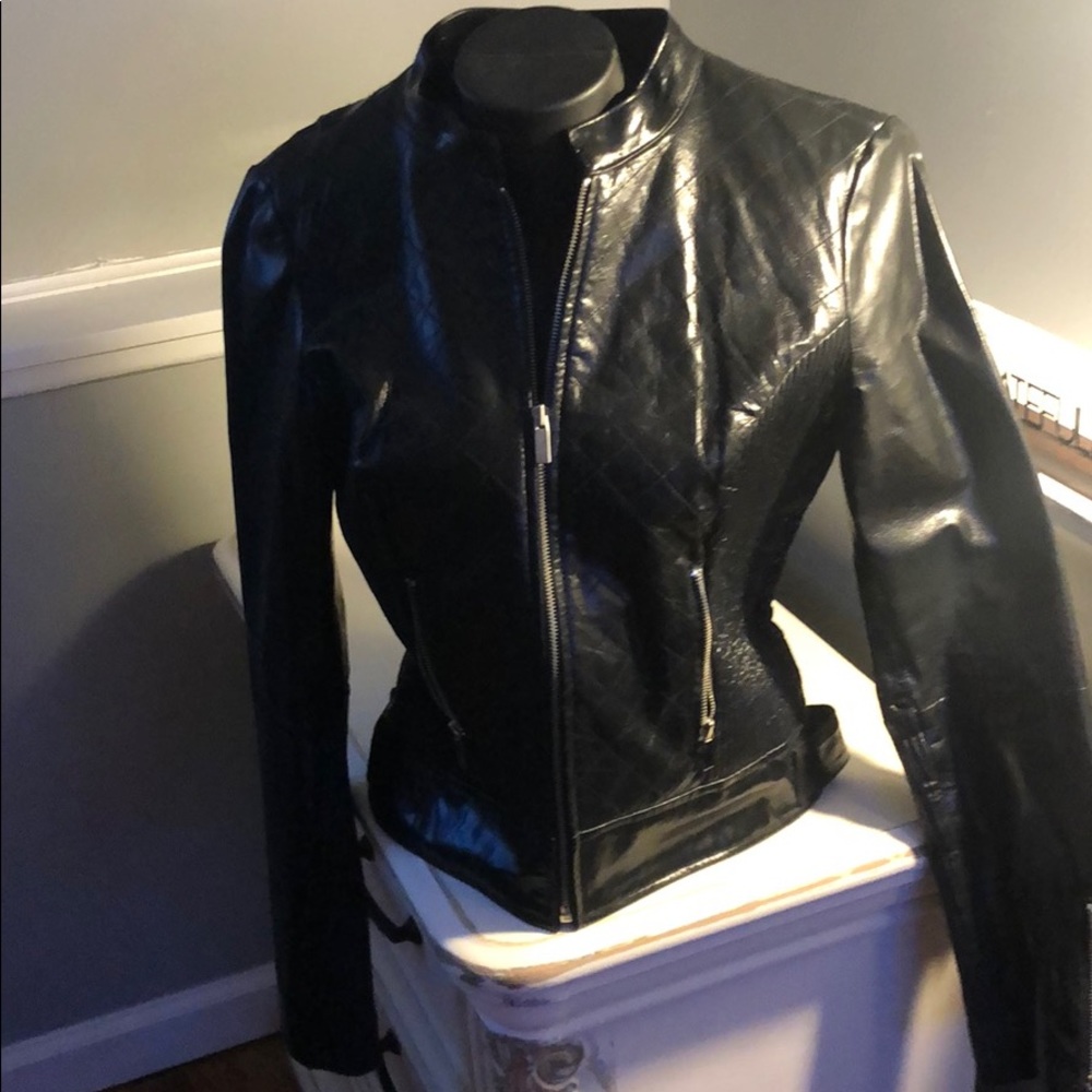 Arden B black leather jacket size large